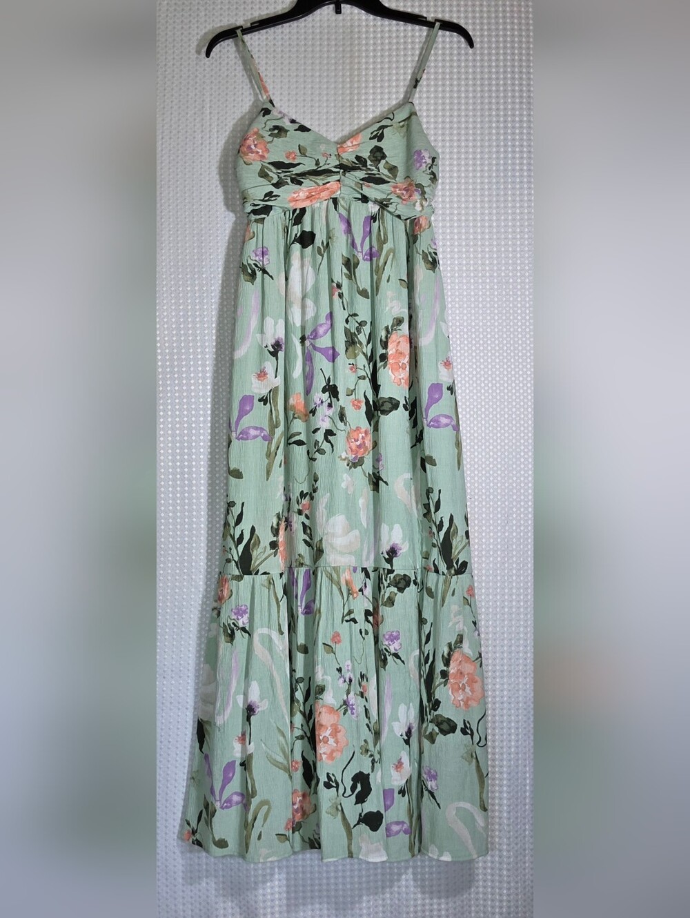 Abercrombie Floral Ruched Maxi Dress Side Slit Cottagecore Resort Dress SP - Picture 5 of 10